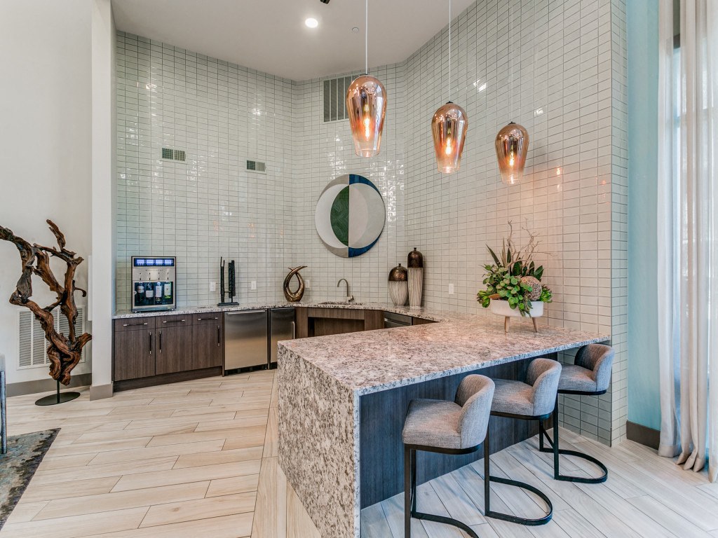 Resident lounge with demonstration kitchen